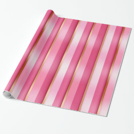 Lustrous Elegance Berry Rosa och Guld Stripe Presentpapper