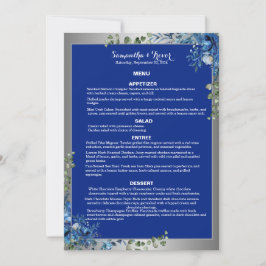 Lustrous Silver, Blue Azure Dreams Dinner Menu Inbjudningar