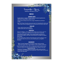 Lustrous Silver, Blue Azure Dreams Dinner Menu