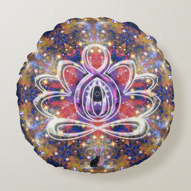 Lustrous Zen Lotus Round Pillow Rund Kudde (Framsidan)