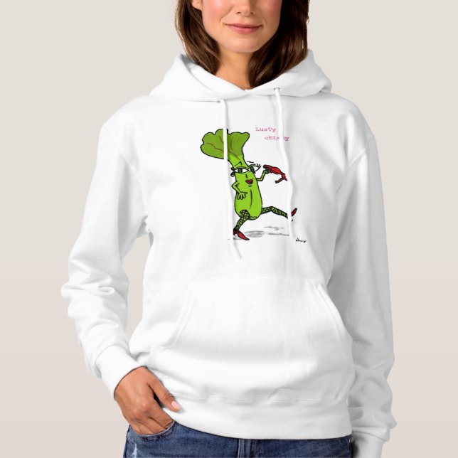 Lusty Celery Womens Hooded Sweatshirt Tee (Framsida)