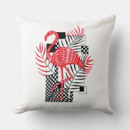 Luta med flamingomönster och tropiska löv kudde