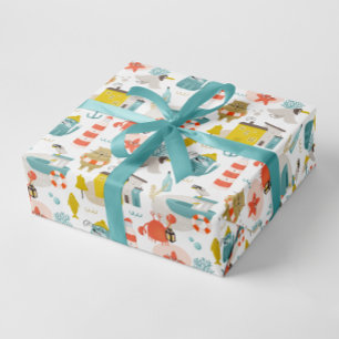 Luta roliga nautiska djur. Havsungar mönster Presentpapper