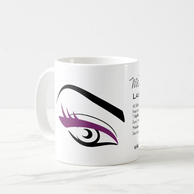 Lutade lash-tilläggsikon för lila Öga Kaffemugg (Framsida vänster)