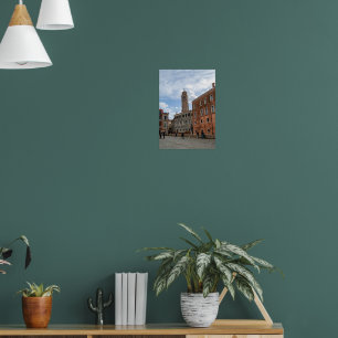 Lutande klocktorn av Santo Stefano i Venedig Itali Poster