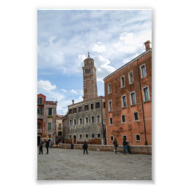 Lutande klocktorn till Santo Stefano Venedig Itali Fototryck