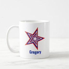 Lutande röd vit och blå patriotisk USA-stjärna Kaffemugg