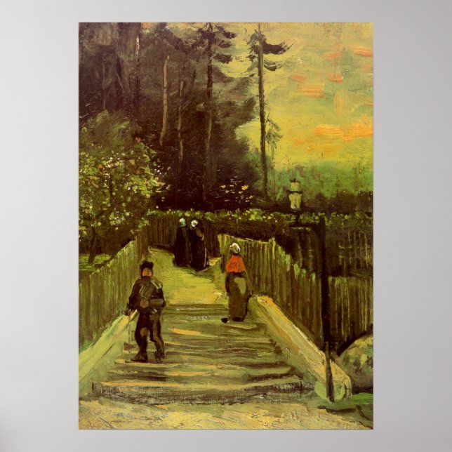 Lutande stig i Montmartre av Vincent van Gogh Poster (Framsidan)