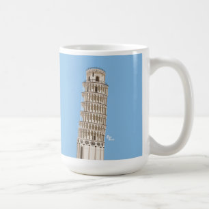 Lutande torn av den Pisa muggen Kaffemugg