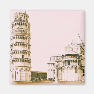 Lutande torn av den Pisa vintagemagneten Magnet