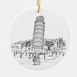 lutande torn av pisa julgransprydnad keramik