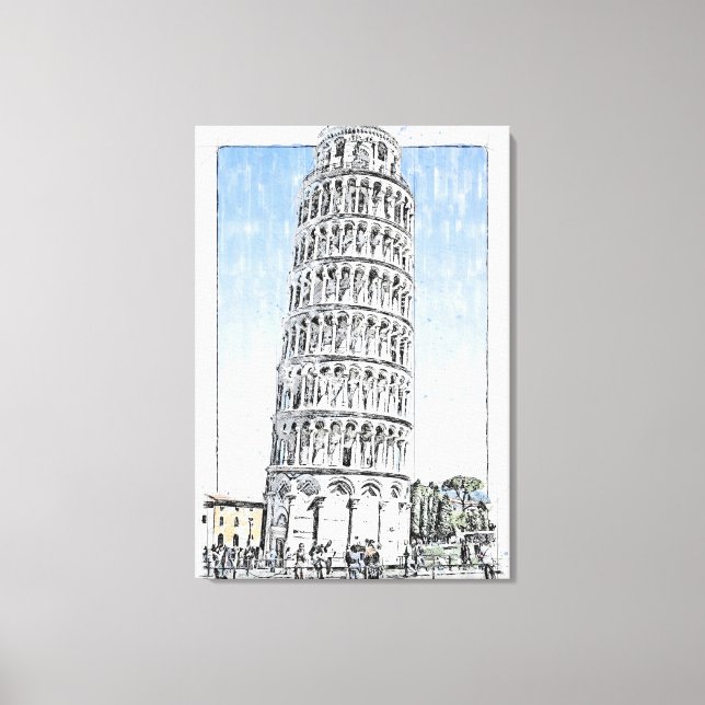 Lutande tornet i Pisa Canvastryck (Framsida)