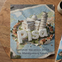 Lutande tornet i Pisa Italien Familjens sommarlov