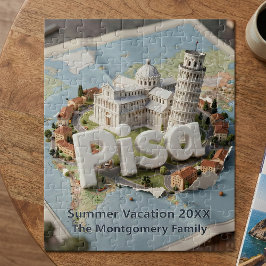 Lutande tornet i Pisa Italien Familjens sommarlov Pussel