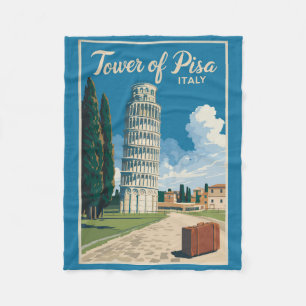 Lutande Tornet i Pisa Italien Resa Konst Vintage Fleecefilt