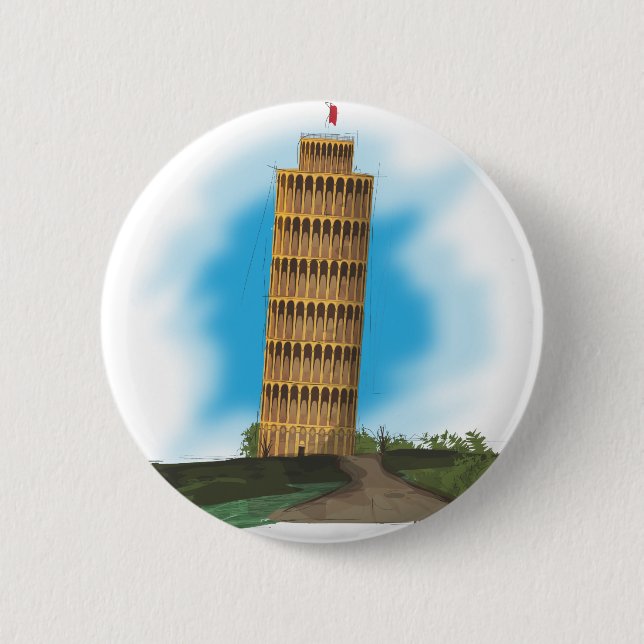 Lutande tornet i Pisa Knapp (Framsida)