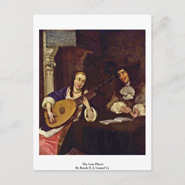 Lute Player by Borch D. J. Gerard Ter Vykort (Framsida)