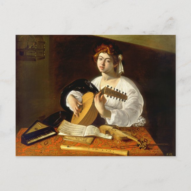 Lute Player - Caravaggio Vykort (Framsida)
