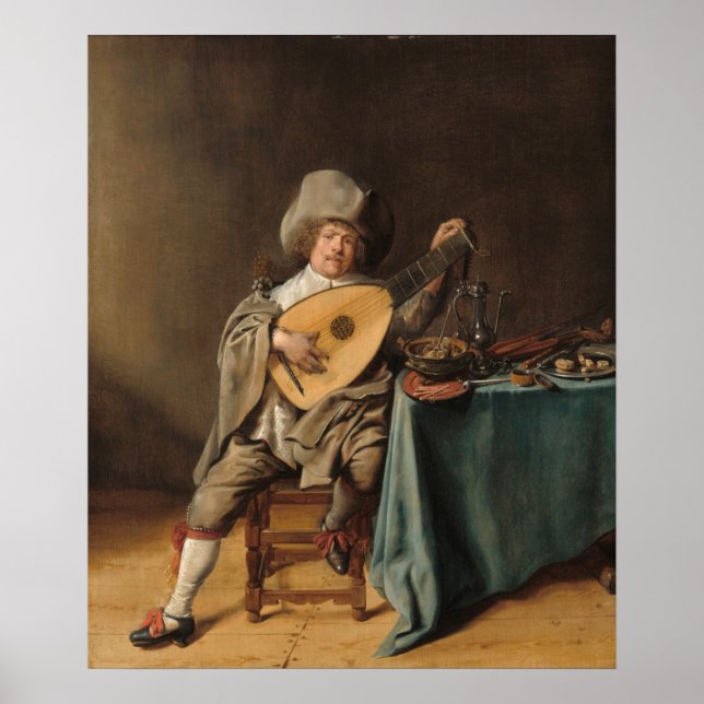 Lute Player - Jan Miense Molenaer Fine Art Poster (Framsidan)