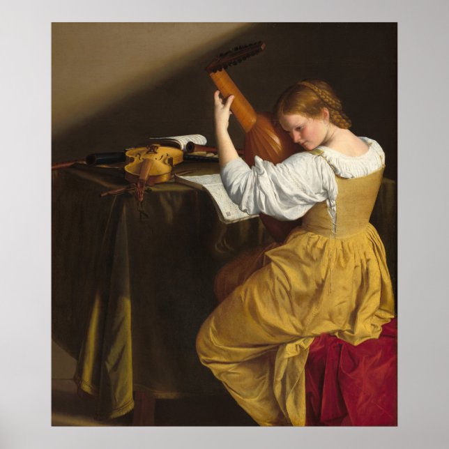 Lute Player - Orazio Gentileschi Fine Art Poster (Framsidan)