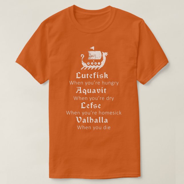 Lutefisk Aquavit Lefse Valhalla Viking Skandinavie T Shirt (Design framsida)