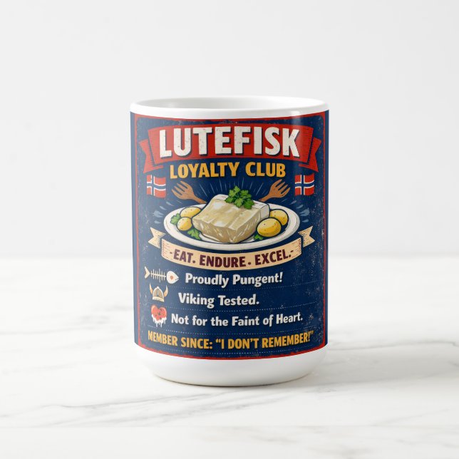 Lutefisk Loyalty Club Norwegian Coffee Mug Kaffemugg (Center)