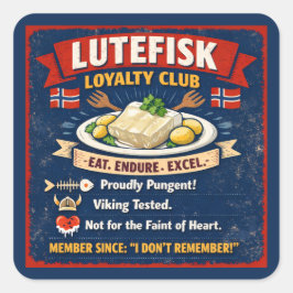 Lutefisk Loyalty Club Norwegian Stickers Fyrkantigt Klistermärke