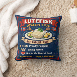 Lutefisk Loyalty Club Norwegian Throw Pillow Kudde