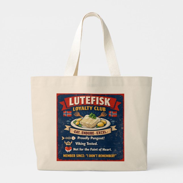 Lutefisk Loyalty Club Norwegian Tote Bag Jumbo Tygkasse (Baksida)