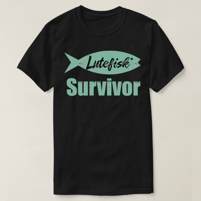 Lutefisk Survivor Funny Scandinavian Fishing T Shirt (Design framsida)