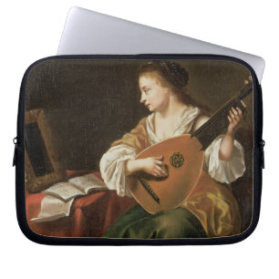 Lutespelare (olja på panel) laptop sleeve