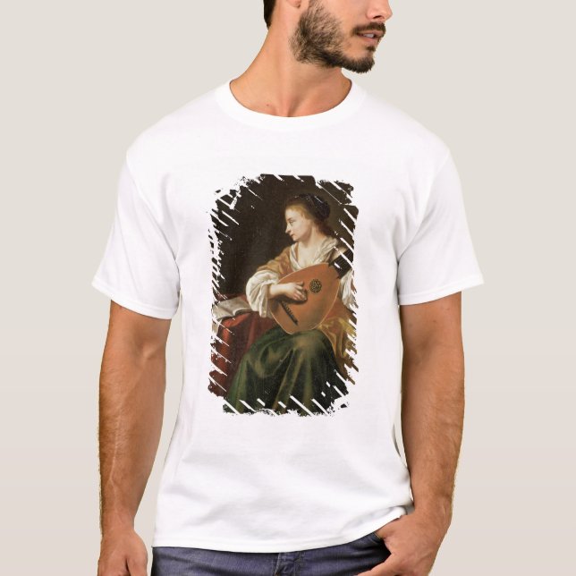 Lutespelare (olja på panel) t-shirt (Framsida)