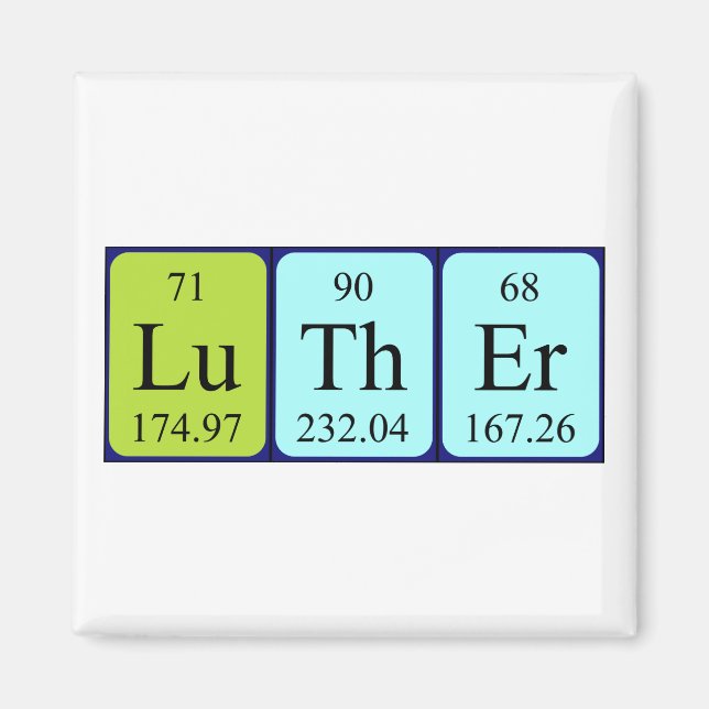 Luther Periodisk bord namn magnet (Framsidan)