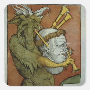 Luther som djävulen säckpipa, c.1535 fyrkantigt klistermärke
