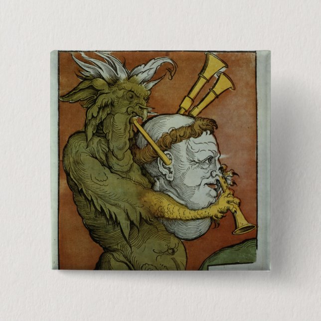 Luther som djävulen säckpipa, c.1535 knapp (Framsida)
