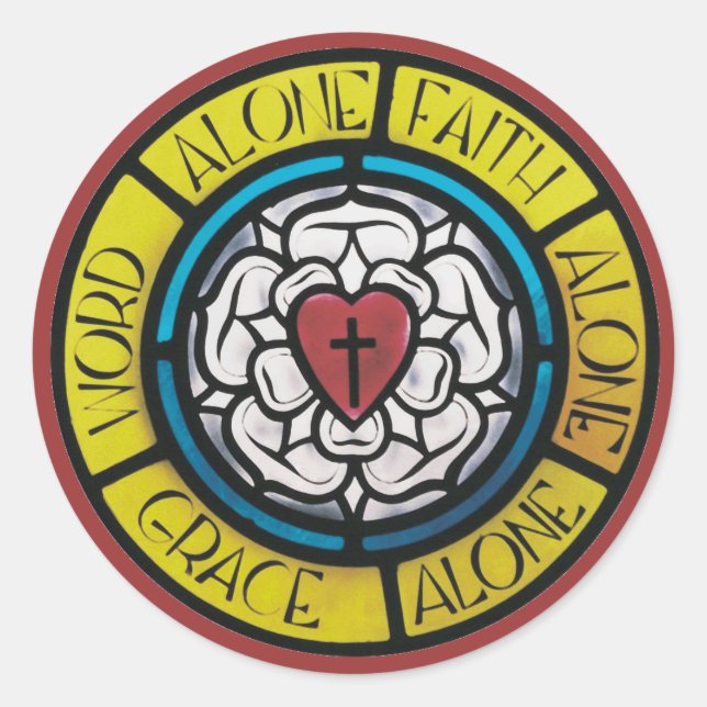 Luther Stached Glass Seal Runt Klistermärke (Framsida)