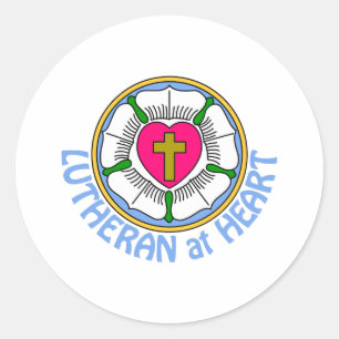 Lutheran i hjärtat runt klistermärke