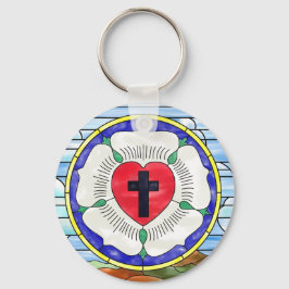 Lutherros Färgat Glas Grundläggande knappnyckel Nyckelring