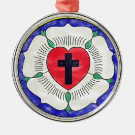 Lutherros Fönster med Glasmosaik Julgransprydnad Metall