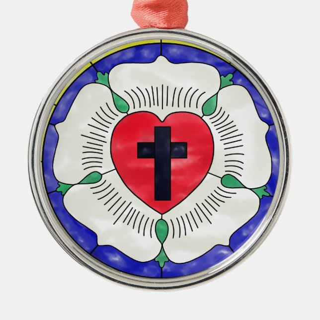 Lutherros Fönster med Glasmosaik Julgransprydnad Metall (Framsidan)