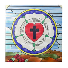 Lutherros Fönster med Glasmosaik Kakelplatta