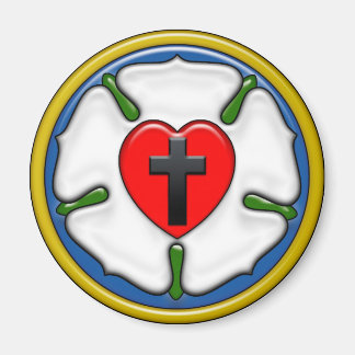 Lutherros med präglad look magnet