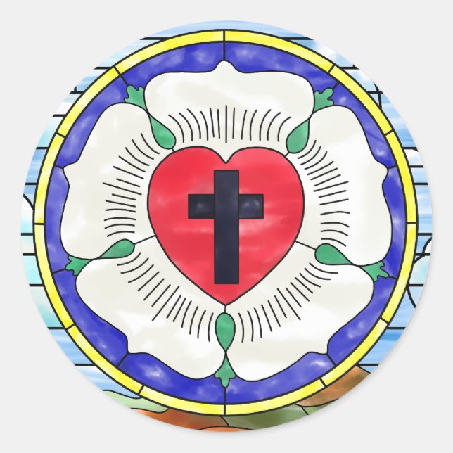 Lutherrosfönster Runt Klistermärke (Framsida)