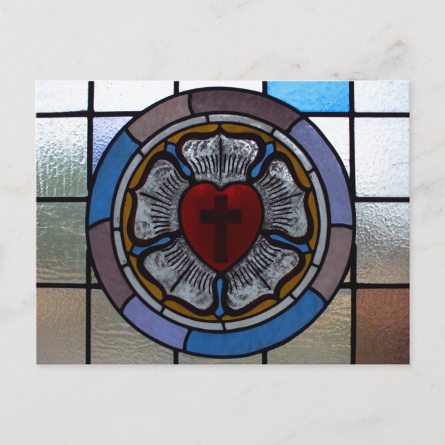 Luther's Ro Window Post Card - St. Paul Lutheran Vykort (Framsida)