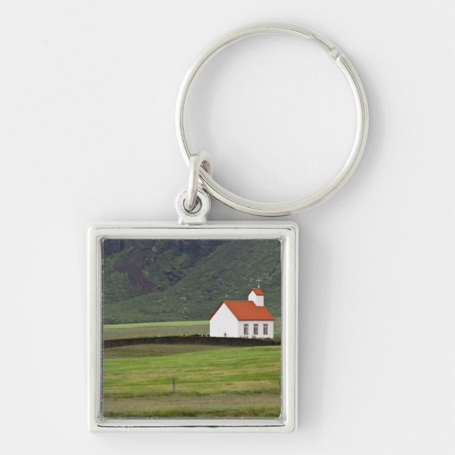 Lutherska kyrkan, Island Fyrkantig Silverfärgad Nyckelring (Framsidan)