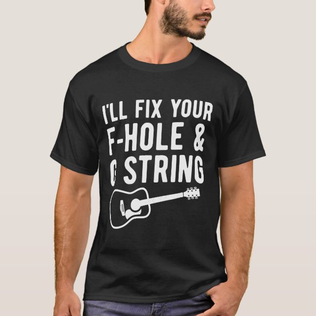 Luthier Guitar Builder F Hole G String Instrument T Shirt (Framsida)