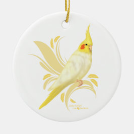Lutino Cockatiel Julgransprydnad Keramik