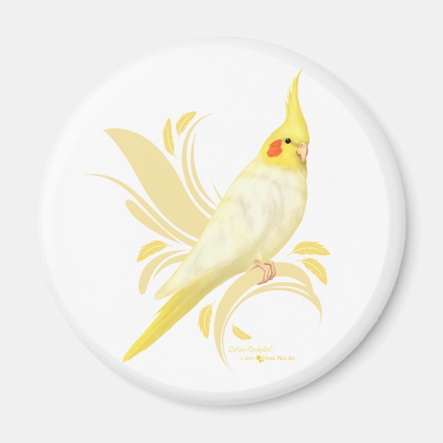 Lutino Cockatiel Magnet (Framsidan)