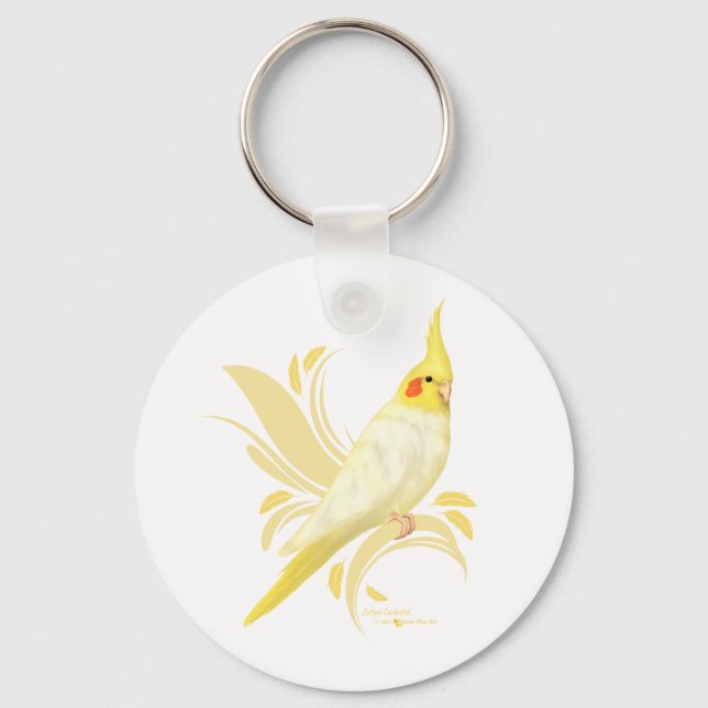 Lutino Cockatiel Nyckelring (Framsida)