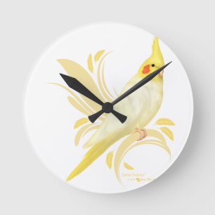 Lutino Cockatiel Rund Klocka